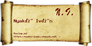 Nyakó Iván névjegykártya